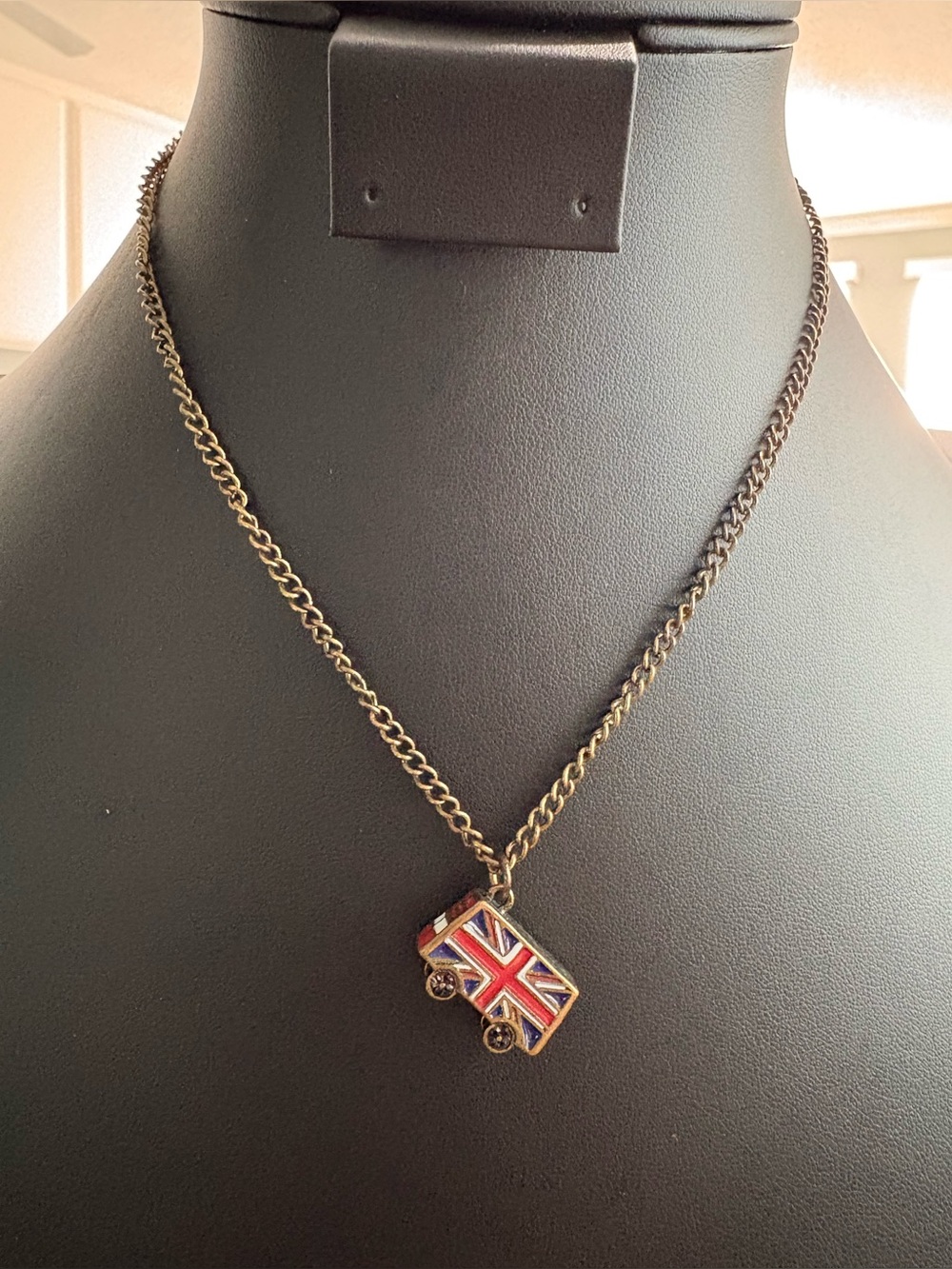 Vintage Style Union Jack London Bus Pendant Necklace